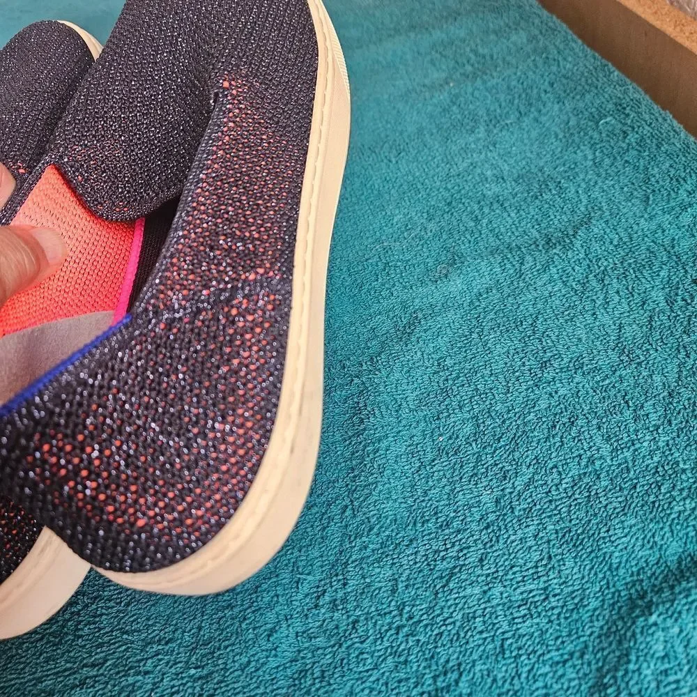 Rothy’s The Sneaker Slip On Galaxy Metallic Navy Sparkle Blue Halo Size 8.5W